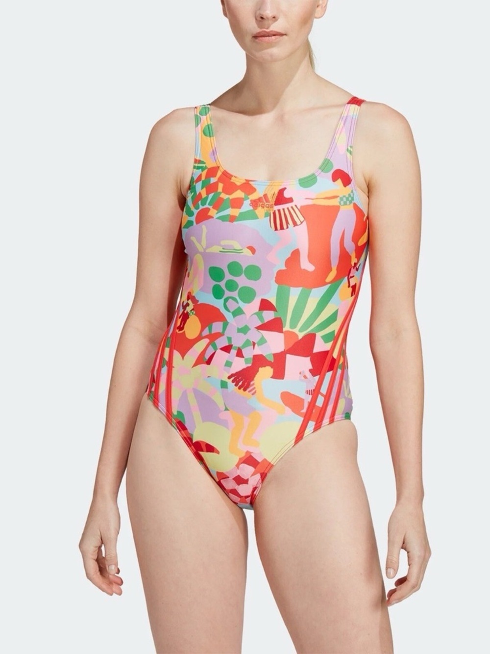 NWT Adidas x FARM Rio One Piece Swimsuit Vibrant Geometric Pattern Size 16